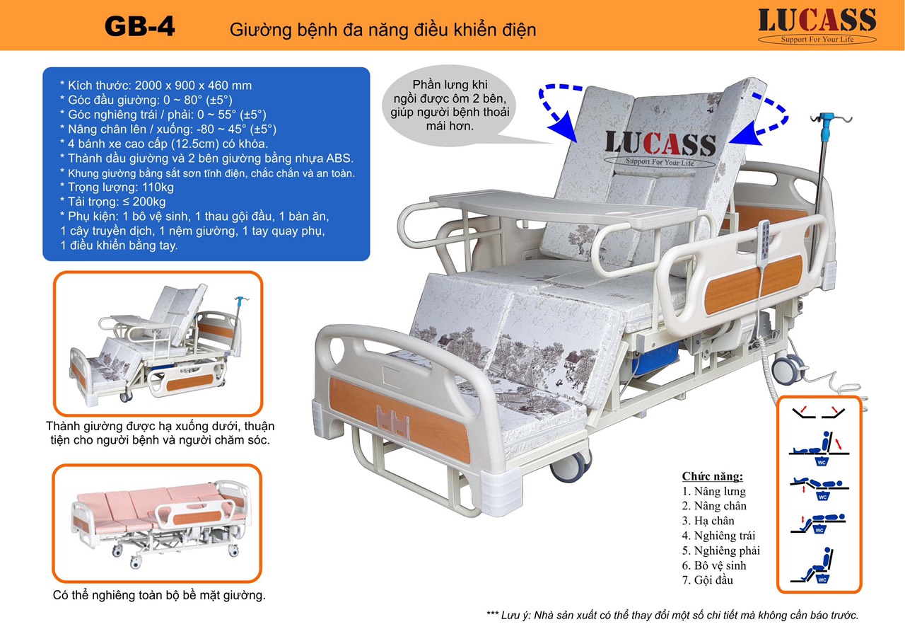 Giường bệnh sử dụng điện Lucass GB-4